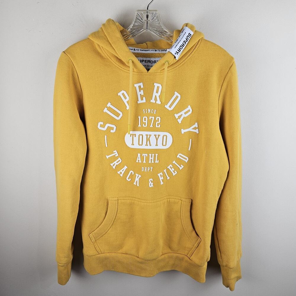 SUPERDRY Womens Graphic Hoodie size Size Small (8) Yellow Cotton